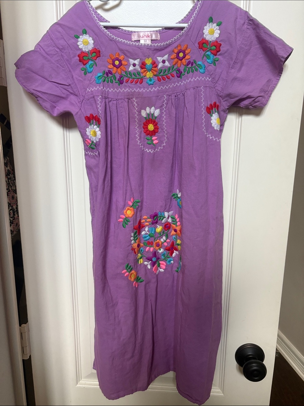Unik Lavender Floral Embroidered Girls' Dress size 10